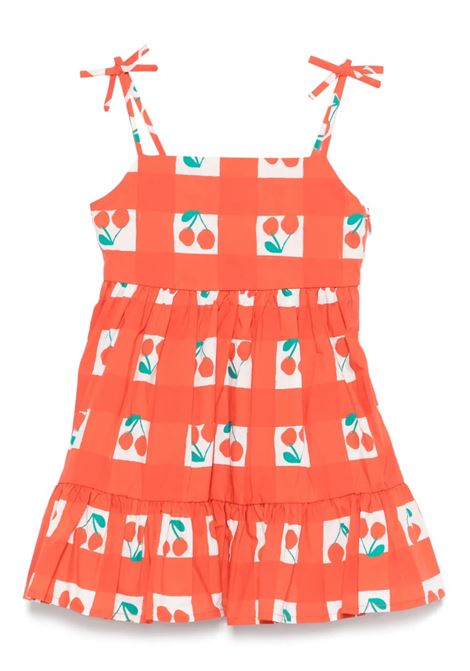 Vestito Smanicato Rosso a Quadri Con Ciliegie STELLA MCCARTNEY KIDS | TW1E92-Z2551421MC